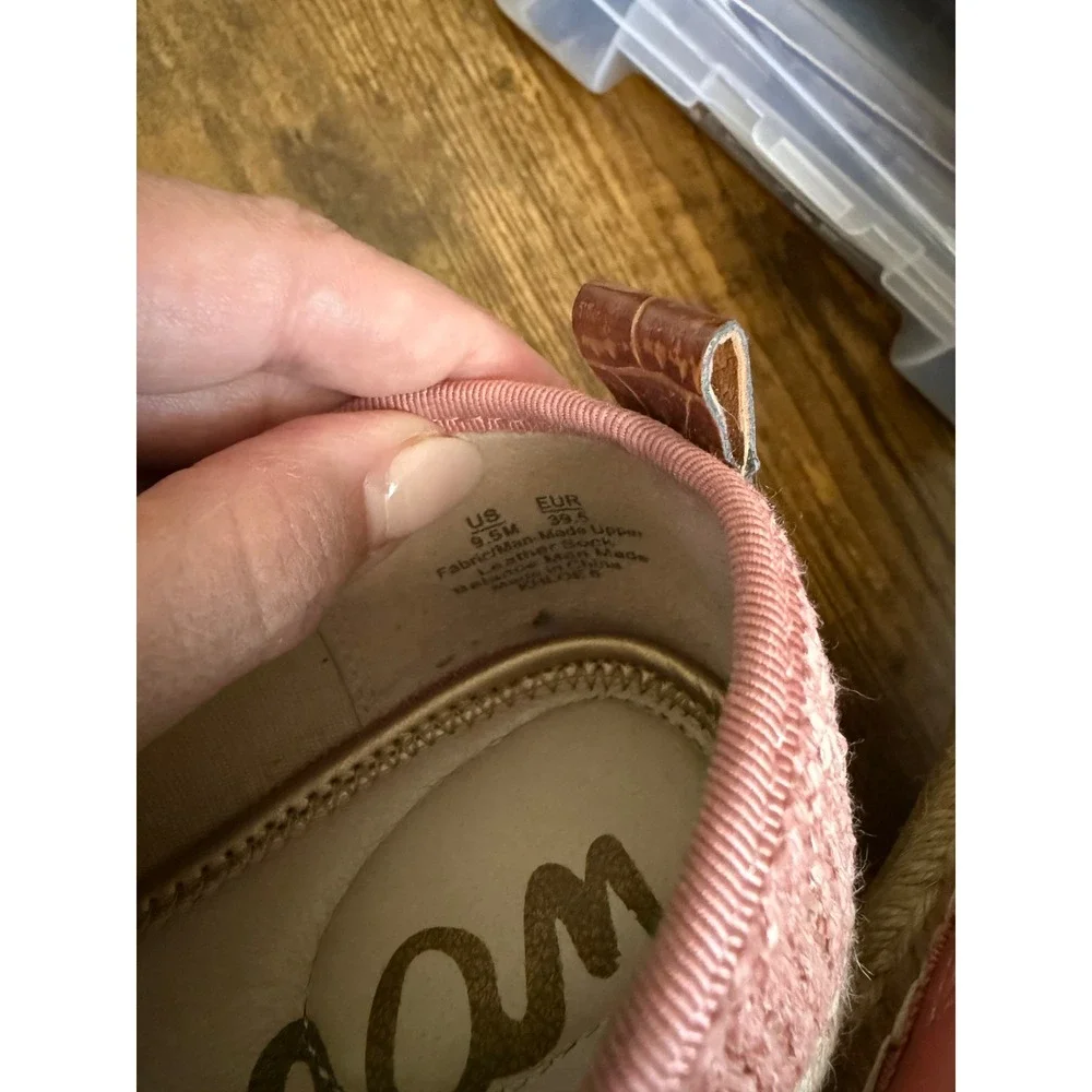 Sam Edelman Khloe Espadrille Flats Pink Raffia Rose Rope‎ Slip On Loafers 9.5